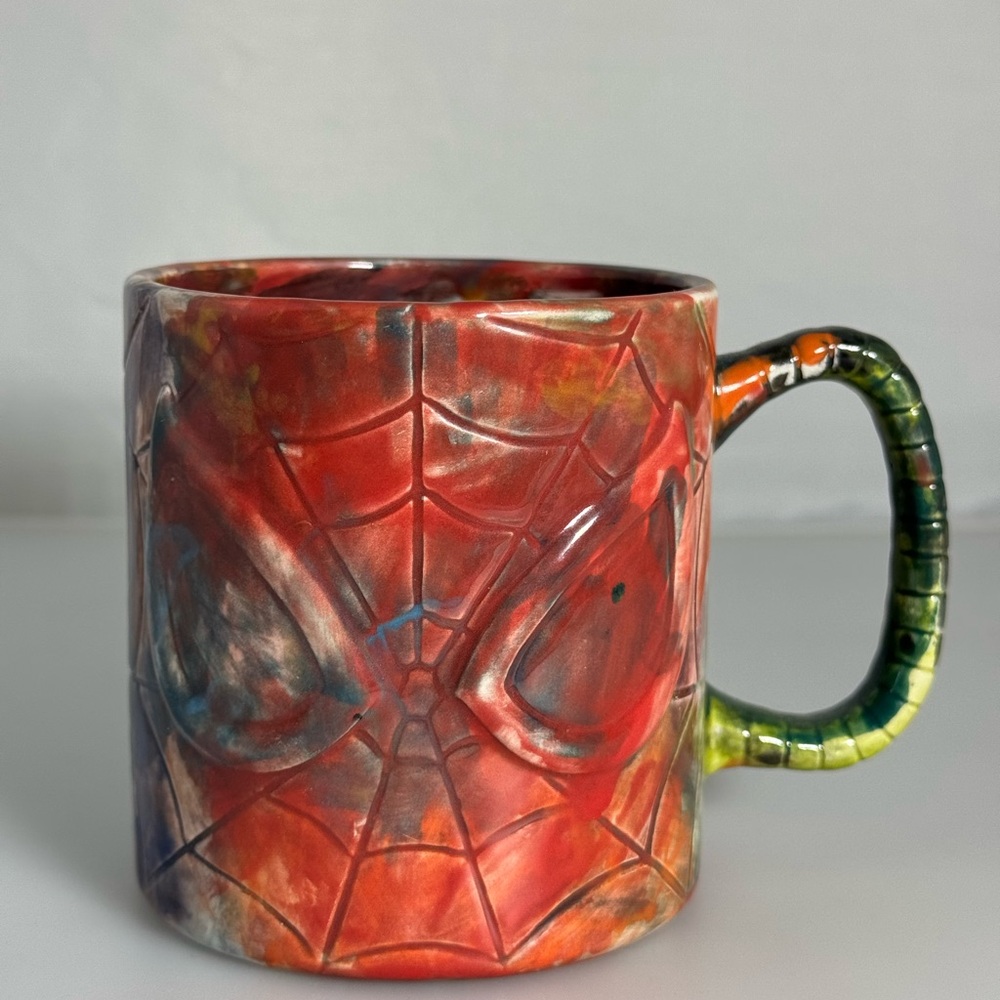 TM & Marvel & Subs Spider-man Spiderman Face Web Raised Relief Coffee Mug